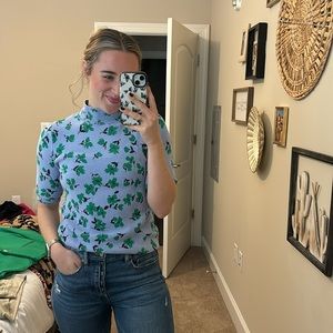 Mock neck wedge sweater